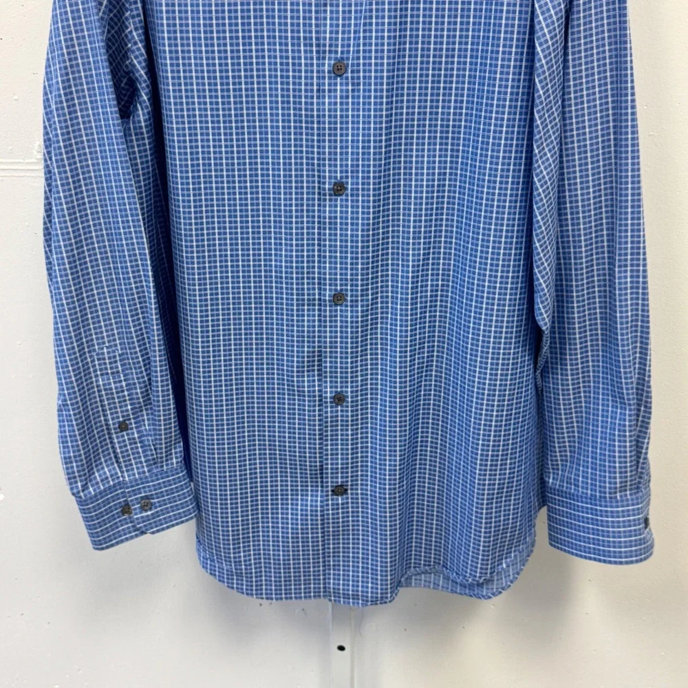 Banana Republic Mens XL Blue Plaid Button Down Shirt 100% Cotton 206792-00